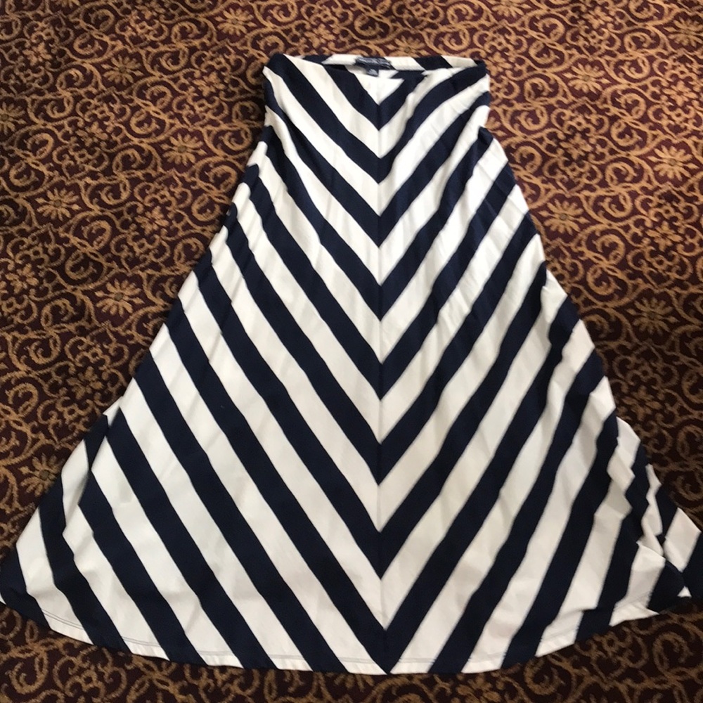 American Living Chevron blue and white maxi skirt.
